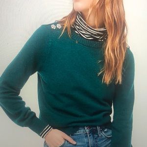 Emerald Green J.Crew Shoulder Studded Sweater
